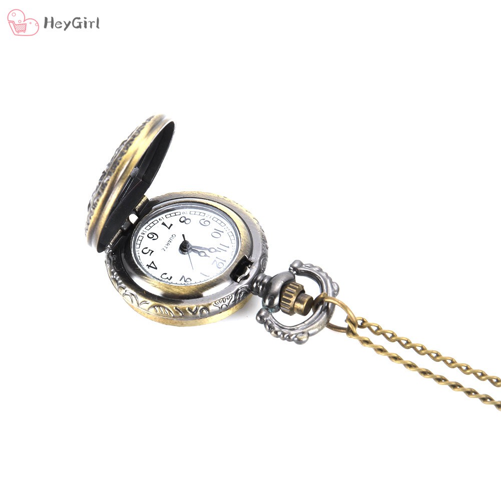 Fashion Vintage Women Pocket Watch Alloy Retro Hollow Out Flowers Pendant Clock Sweater Necklace Chain Watches Lady Gift