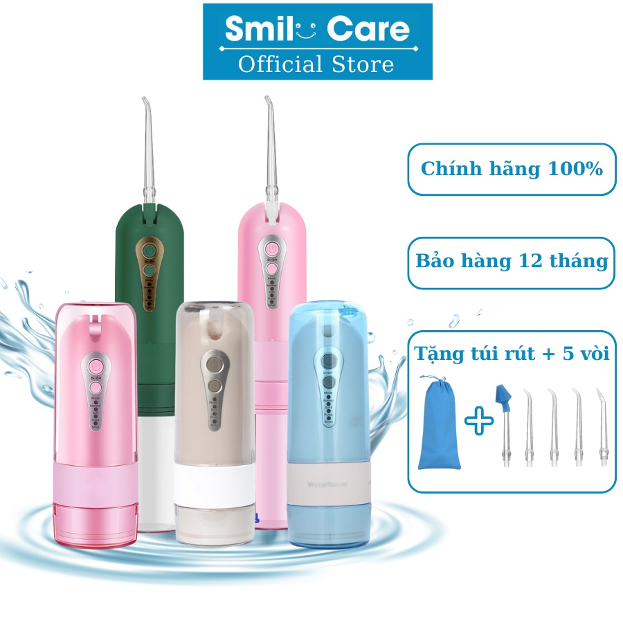 Máy tăm nước Smile Care  - Mẫu mới điều chỉnh áp lực thông minh, máy tăm nước cầm tay chính hãng