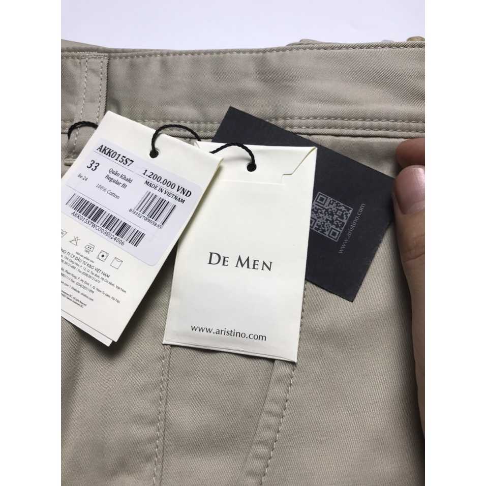 Quần kaki nam Aristino  ly vĩnh viễn , cotton thấm hút ,có tú sau AKK015S7-regular