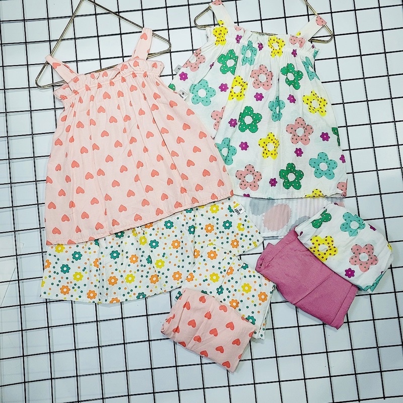 Bộ hai dây đũi hoa nhí cho bé gái 8-20kg nhiều hoạ tiết siêu mát M201