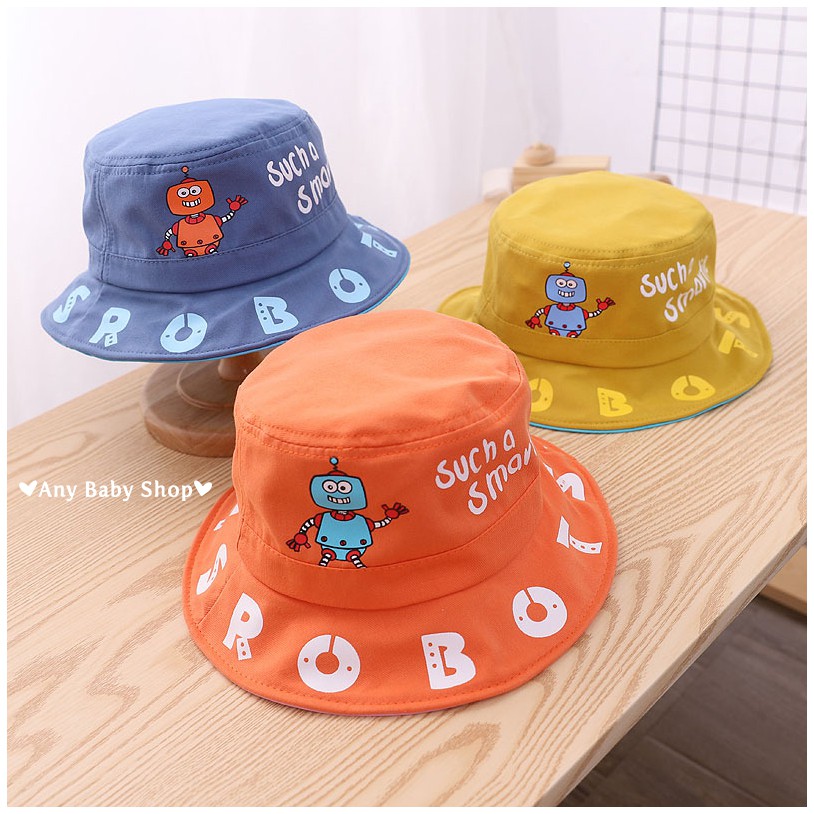 Mũ nón Bucket thời trang in hình Robot 5 màu cho bé trai và bé gái siêu cute hột me -có kèm dây nón   ❣❣