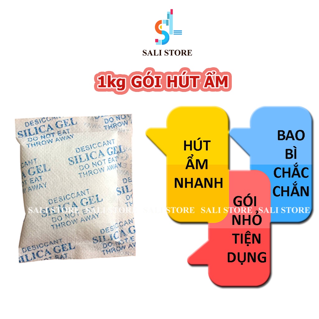 Gói hút ẩm tủ quần áo đóng túi 1kg, túi hút ẩm thực phẩm, giày dép, sách báo, máy ảnh loại 2/5/10g SALI BL020