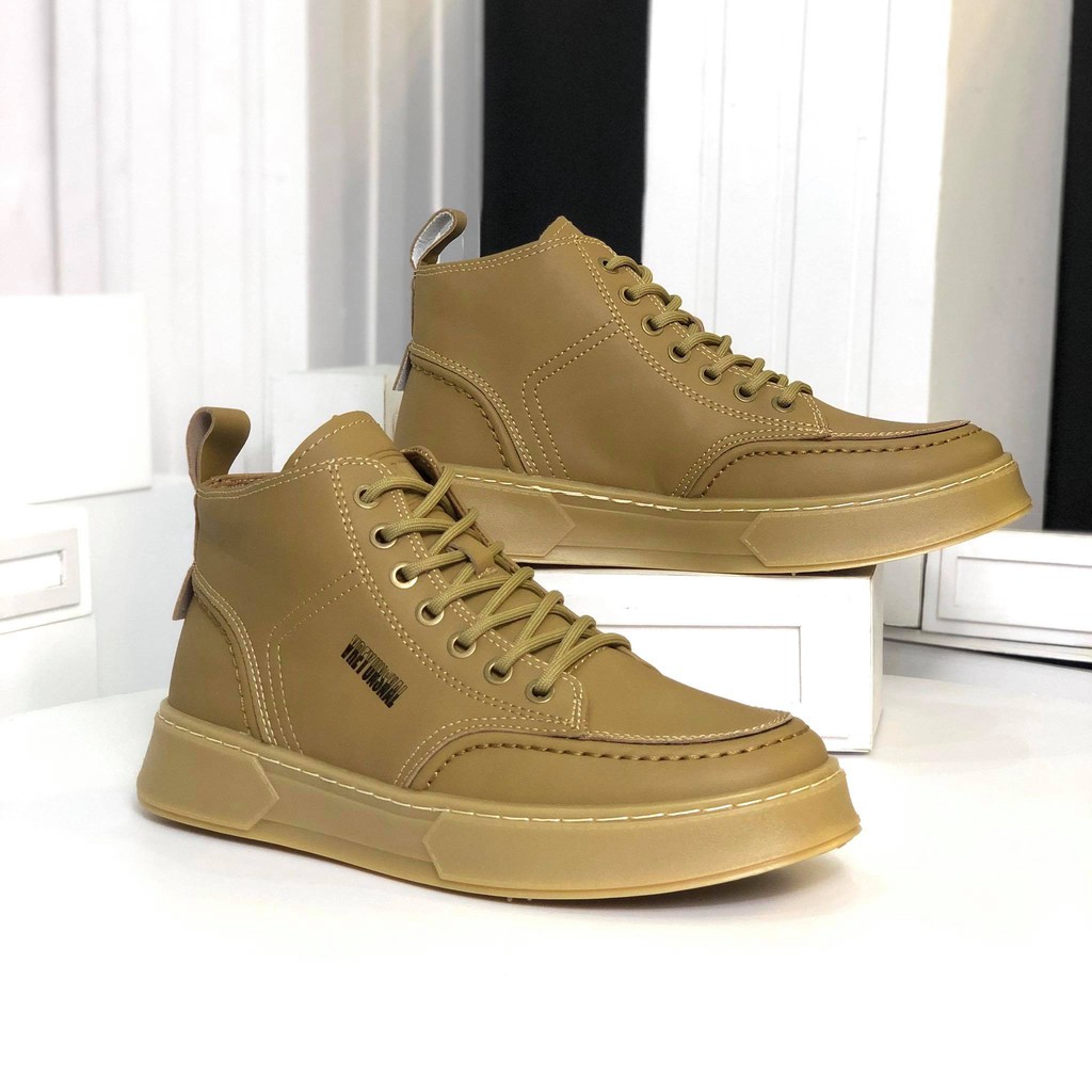 Giày Cao Cổ Nam ⚜️𝑭𝑹𝑬𝑬𝑺𝑯𝑰𝑷⚜️ -  Da Thật Hàng Siêu Đẹp - Hàng Nhập Quảng Châu - SNK8103 Màu Nâu Rêu | BigBuy360 - bigbuy360.vn