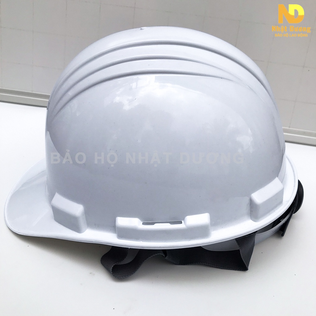 Mũ bảo hộ lao động khóa vặn lót xốp màu trắng N03, Nón bảo hộ lao động Nhật Dương cho công trình