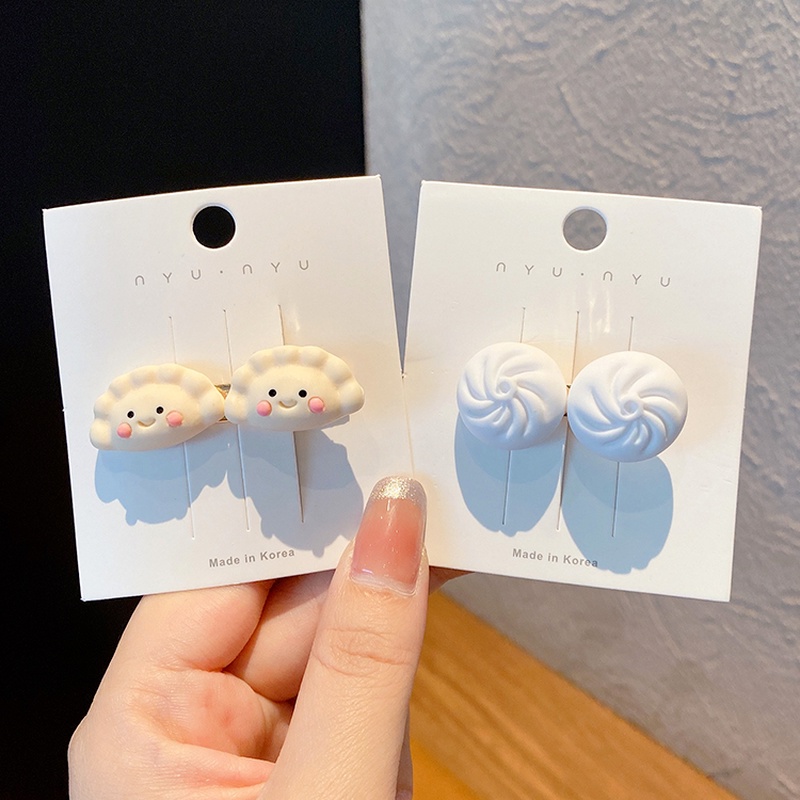 Kẹp tóc thiết kế kiểu bánh bao hoạt hình vui nhộn phong cách Hàn Quốc đáng yêu