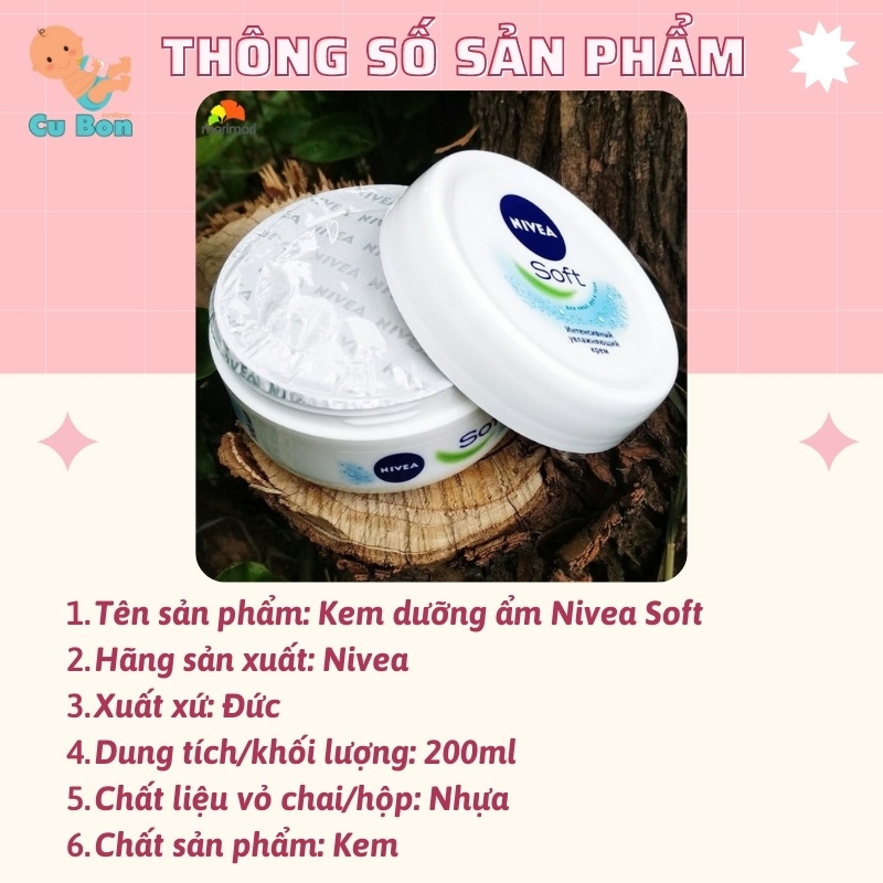 Kem Dưỡng Ẩm Toàn Thân Body Trắng Da Nivea Soft 200ml Hàng Đức Chuẩn dưỡng ẩm và dưỡng da, không khô nẻ, mất nước,..
