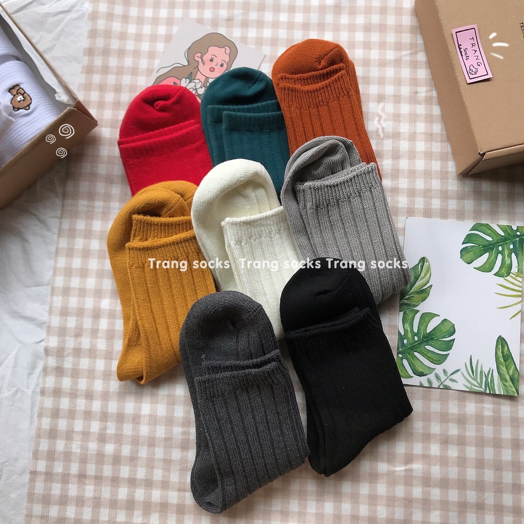 Tất vớ trơn kiểu Vintage  - ảnh thật