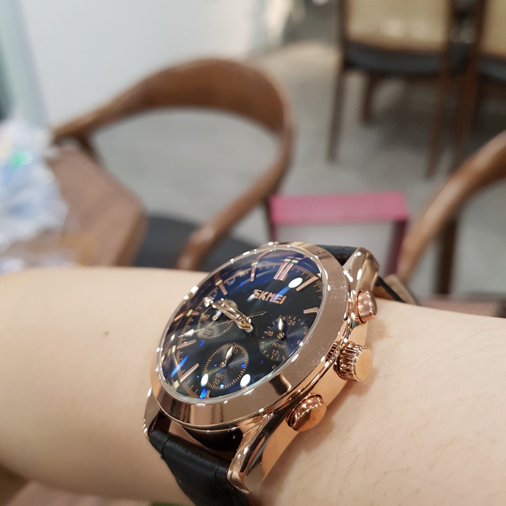 Đồng hồ nam Skmei dây da chạy full 6 kim chính hãng chống nước Tony Watch 68 | BigBuy360 - bigbuy360.vn