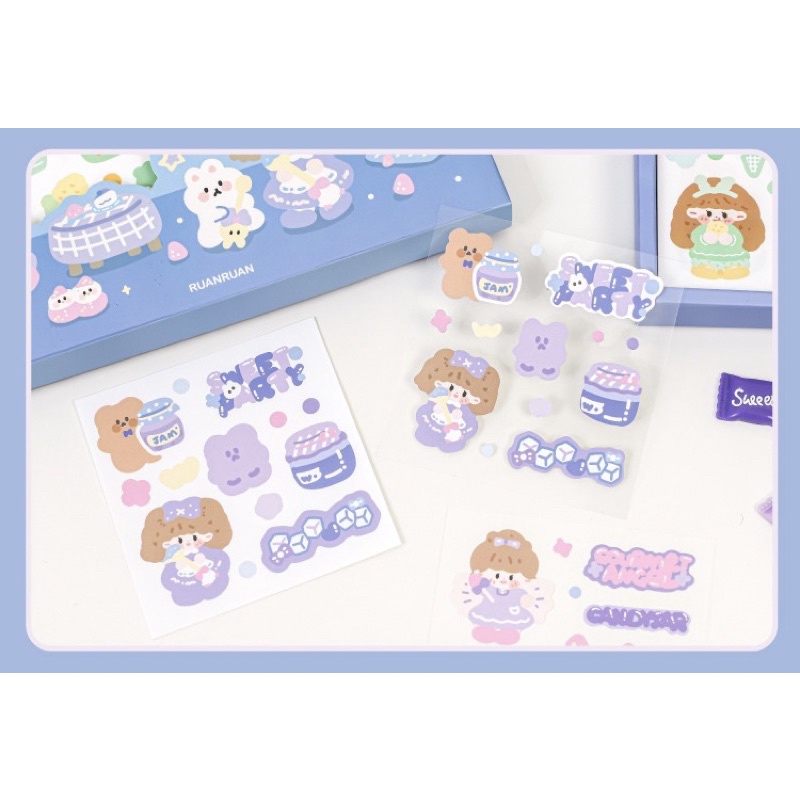 Sticker cute/Set 10 tấm sticker hình dán dễ thương RuanKitchen trang trí sổ planner bullet journal Hàn Quốc Tẻn Tẻn