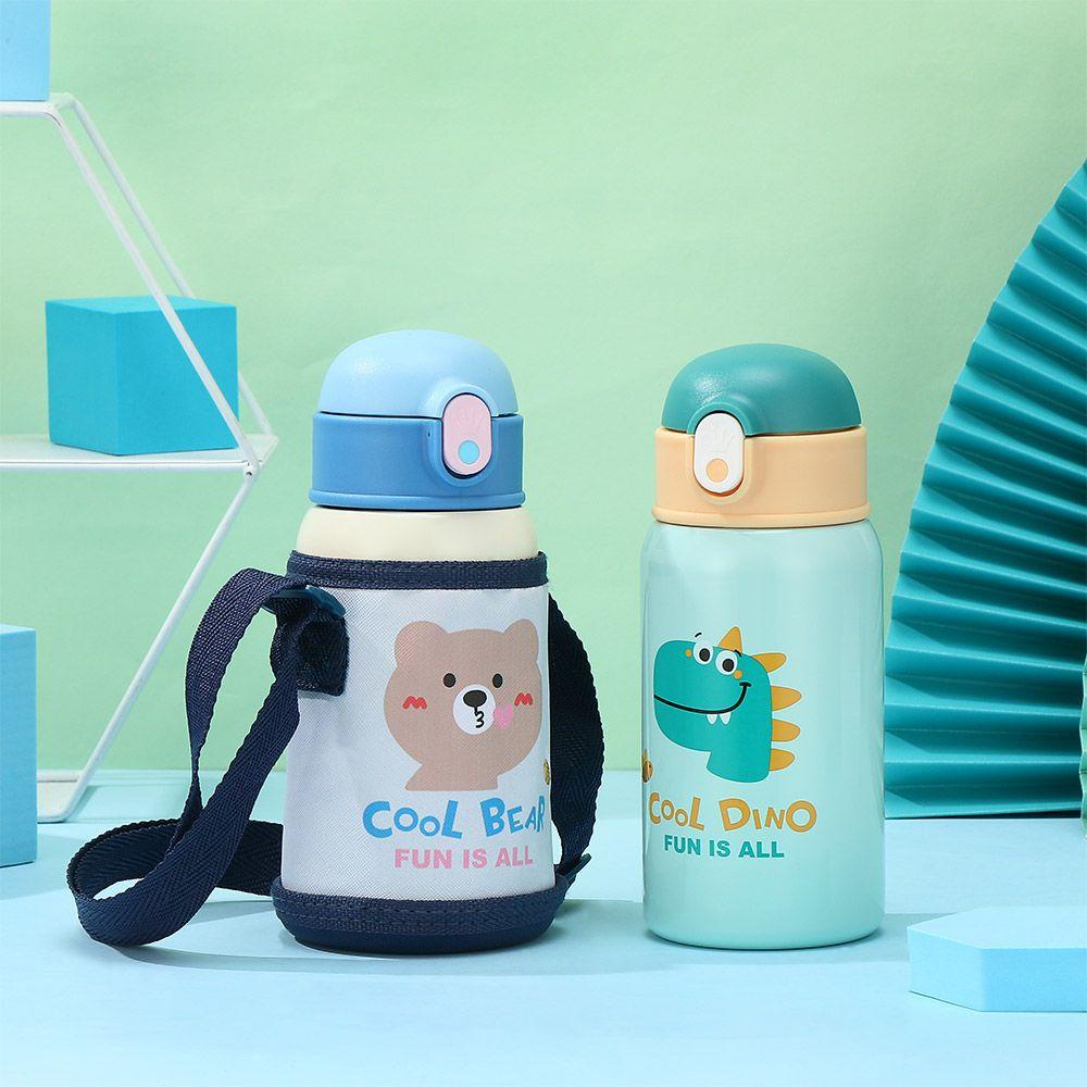 ♫Daphne♫ Bình Nước Giữ Nhiệt Bằng Thép Không Gỉ 400ML Có Ống Hút In Hình Hoạt Hình Dễ Thương Cho Bé