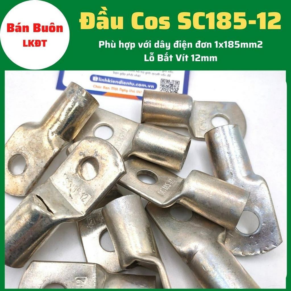 Đầu Cos SC185-12, cos SC, đầu cos tròn trần, cos đồng, bịt đầu SC bằng đồng, đầu cos dùng cho dây điện 185mm