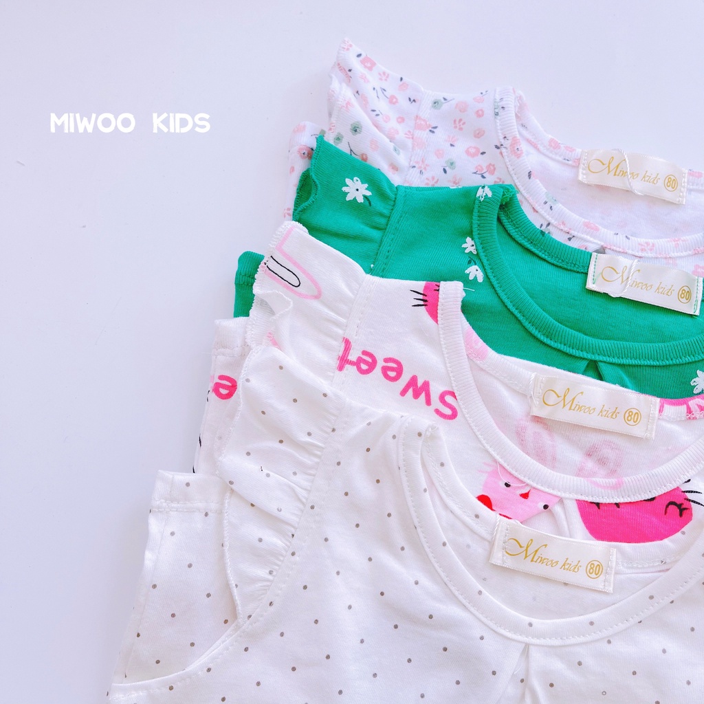 Bộ thun đùi cotton cánh tiên hãng Miwoo kids họa tiết siêu yêu cho bé gái bảng màu 4