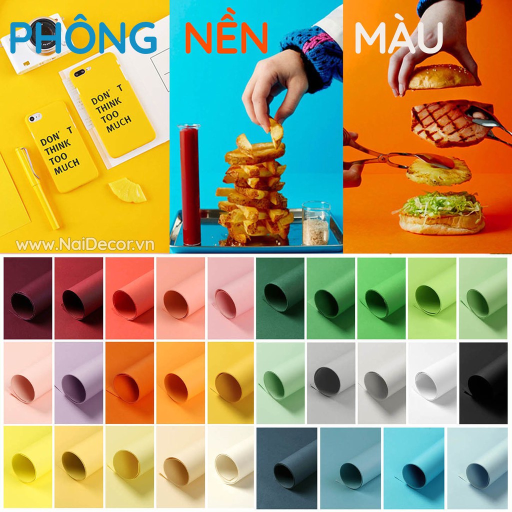 Phông giấy chụp ảnh sản phẩm nhiều màu (80x110cm)