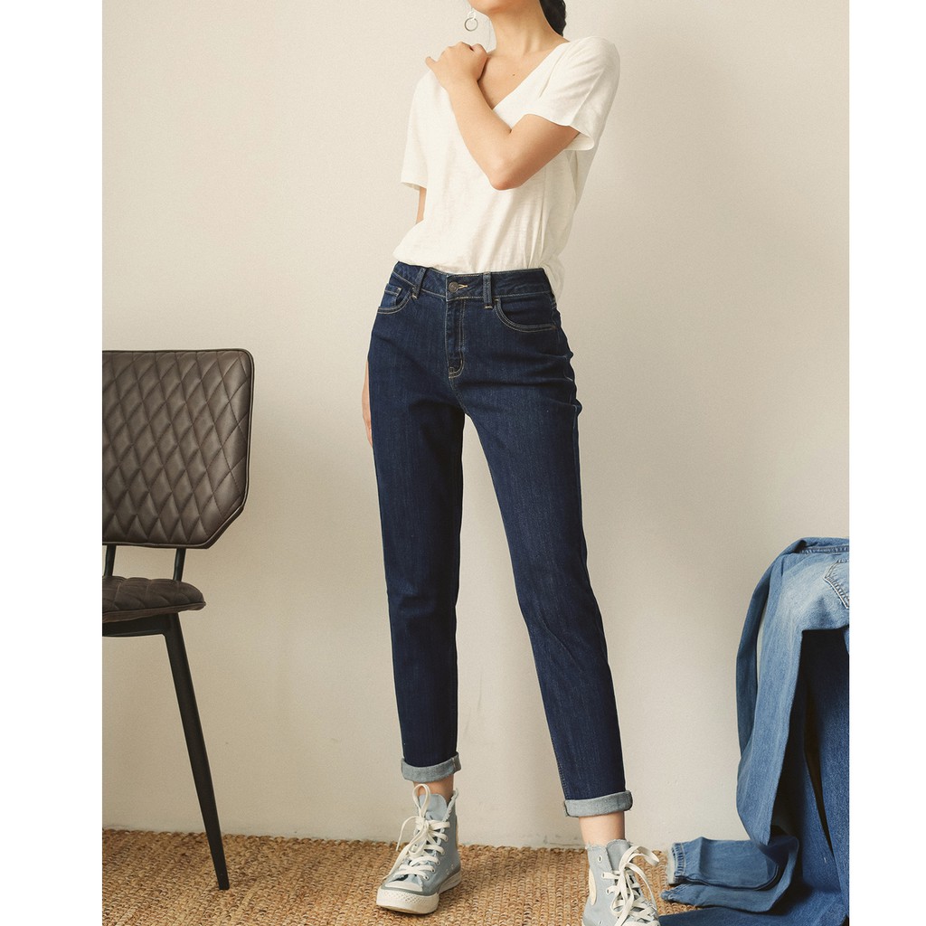 Quần jeans boy trơn lật lai (Xanh đậm/Trung/Nhạt) - GJ02