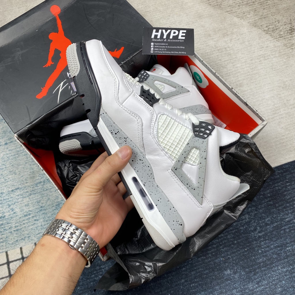 Giày sneaker Jordan 4 White Cement ( Trắng Xám ) - Hype Sneaker | Phiên bản Best Quality