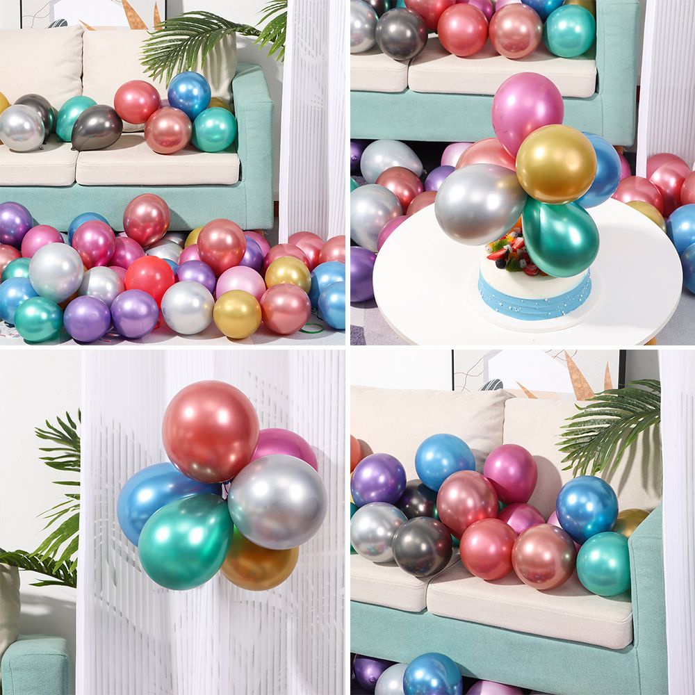Bộ 50 Bong Bóng 5inch Mini Bằng Latex Ánh Kim Dùng Trang Trí Tiệc