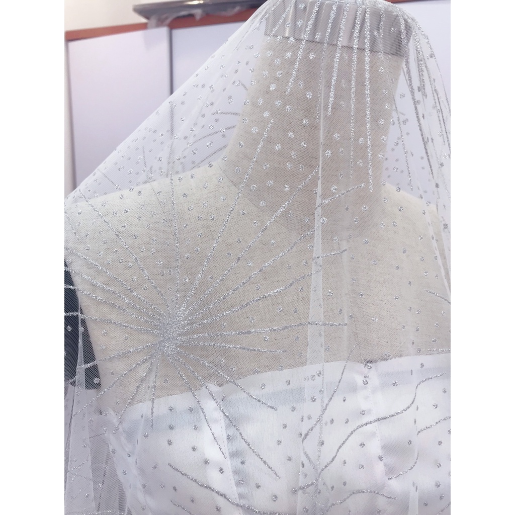 ⚡Giá sỉ⚡Vải voan lưới kim tuyến óng ánh dùng may váy cưới, đầm dạ hội chất mềm đẹp khổ 1m5