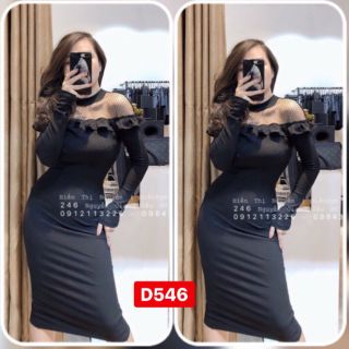 Đầm body tay dài phối lưới