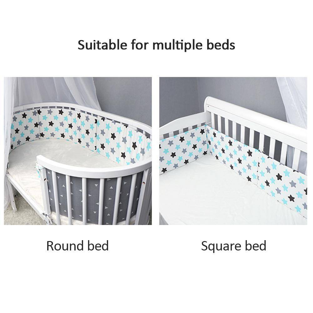 Bộ Đệm Viền Nôi Em Bé Bằng Cotton Mềm Mại Thoáng Khí Chống Rơi