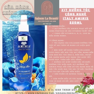 Xịt dưỡng tóc AMINIS 220ML chính hãng c.cấp collagen nuôi dưỡng/phục hồi phù hợp cho tóc thường/nhuộm theo c.nghệ ITALY
