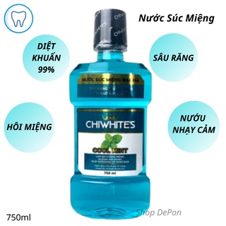 Nước Súc Miệng Bạc Hà Chiwhite's 750ML Ngừa Sâu Răng Chống Hôi Miệng Kháng Khuẩn Làm Sạch Mảng Bám