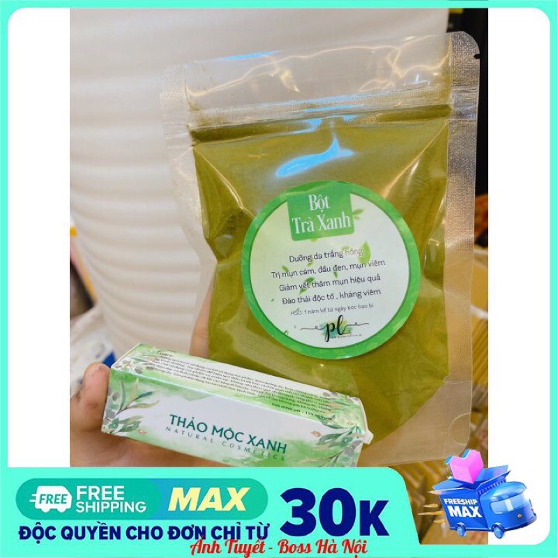 COMBO BỘT TRÀ XANH & THẢO MỘC XANH