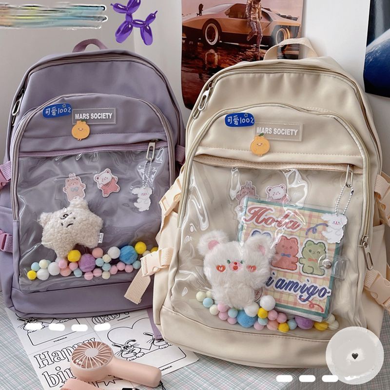 Balo cặp sách túi đựng doll có ngăn trong suốt ulzzang cute dễ thương hot trend itabag