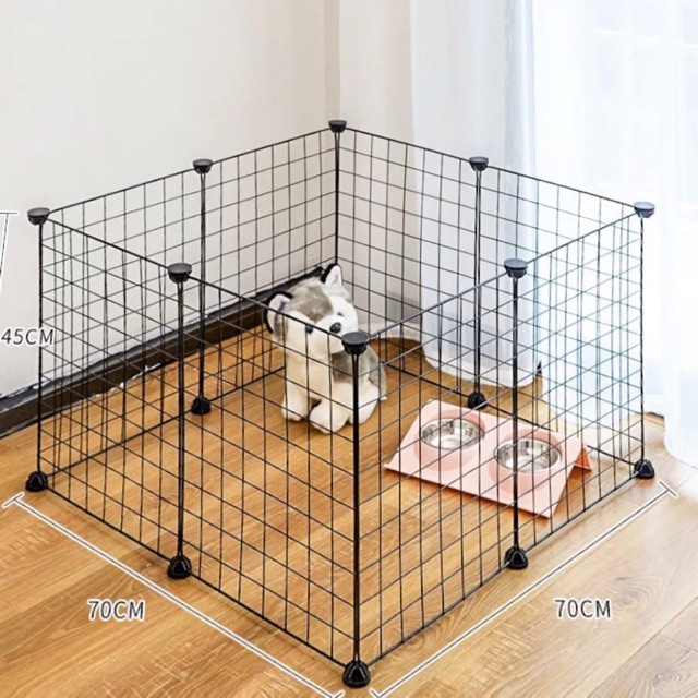 Chuồng Quây Thú Cưng,Lồng Nhốt Chó Mèo Giá Rẻ (7 Lưới 35x45 cm +1 Cửa Lưới 35x45cm+ 17 Chốt Gắn)