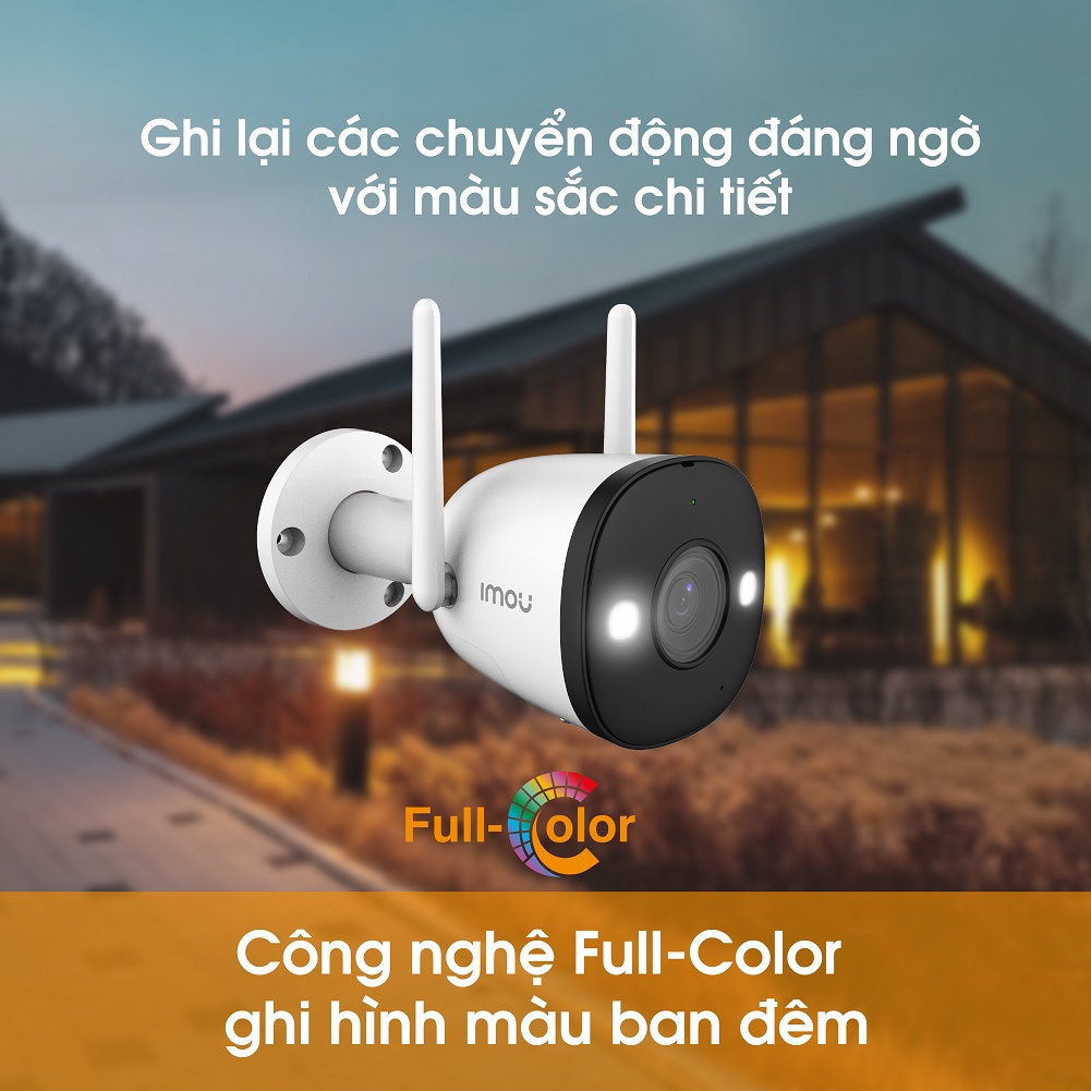 Camera wifi 4MP Ngoài Trời MÀU BAN ĐÊM, ĐÀM THOẠI 2 CHIỀU, ĐÈN CÒI BÁO ĐỘNG IMOU F42FEP Bullet 2 bảo hành 24 tháng