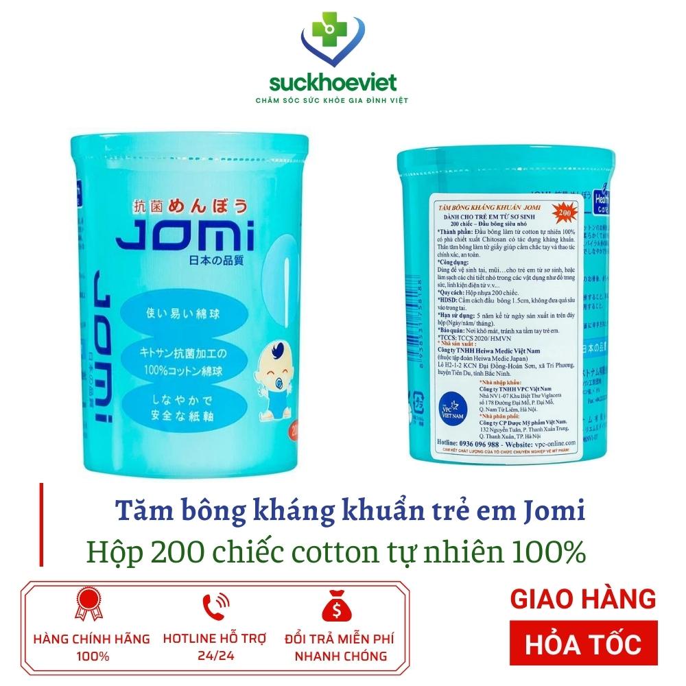 [Hộp 200 cái] Tăm Bông Kháng Khuẩn Jomi Dành Cho Trẻ Sơ Sinh