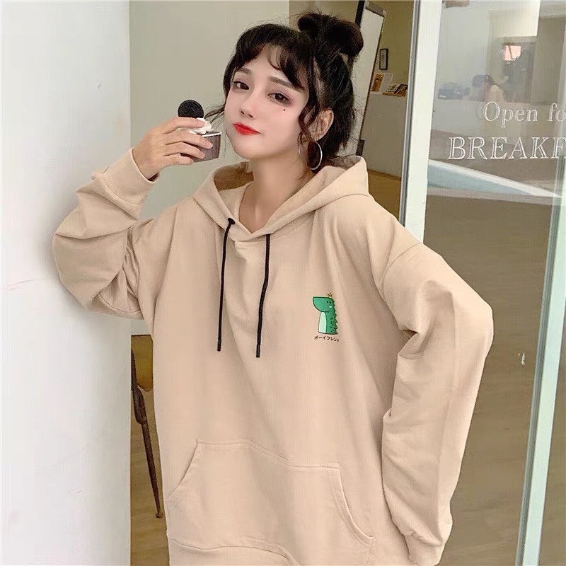 Áo HODIE FORM RỘNG logo khủng long dễ thương