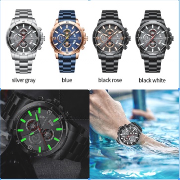 Đồng hồ CRRJU Nam Sang trọng Thể thao Thông thường Đa chức năng Thép không gỉ Thạch anh chống thấm nước 2290 X