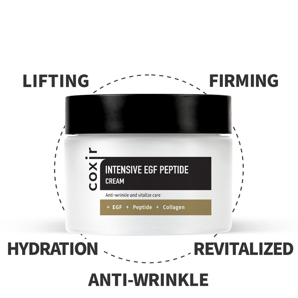 Set mỹ phẩm chăm sóc da COXIR sữa rửa mặt pH trà xanh serum và kem dưỡng EGF Peptide chuyên sâu cao cấp