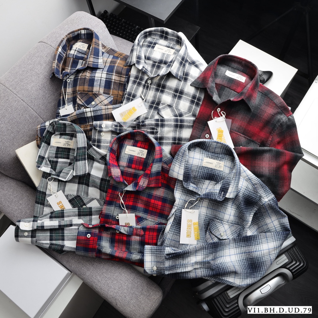 Aó sơ mi nam dài tay UNDES VNXK chính hãng,Form Slim,chất vải Flannel mềm mịn Hàng VNXK