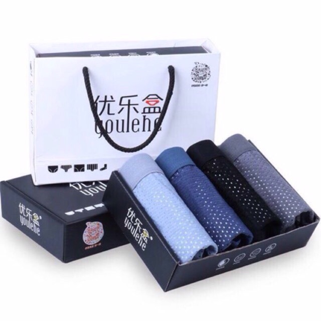 Hộp 4 quần sịp nam thông hơi cao cấp.