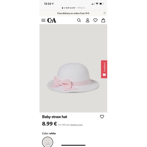 Mũ Cói Bé Gái Nơ Hồng C&amp;A