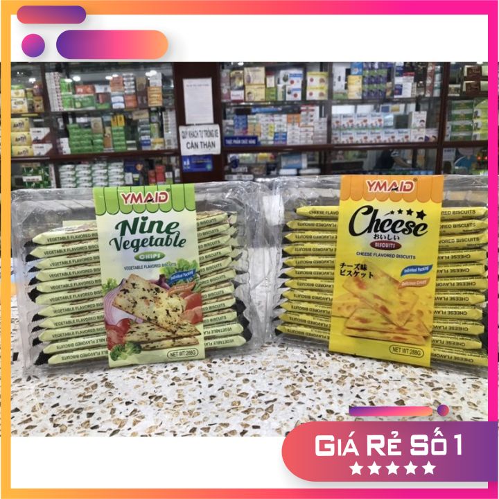 Bánh hoa quả quy xốp Nine Vegatable biscuits YMAID túi 288gr (22 gói) date t5.2022