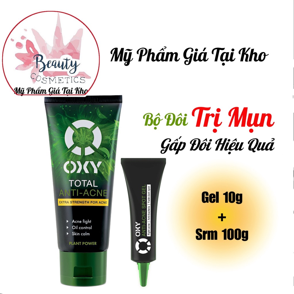 Bộ sản phẩm Oxy Ngăn Ngừa Mụn,Nhờn giúp kháng khuẩn và làm mờ thâm ANTI-ACNE (srm 100g + gel 10g)