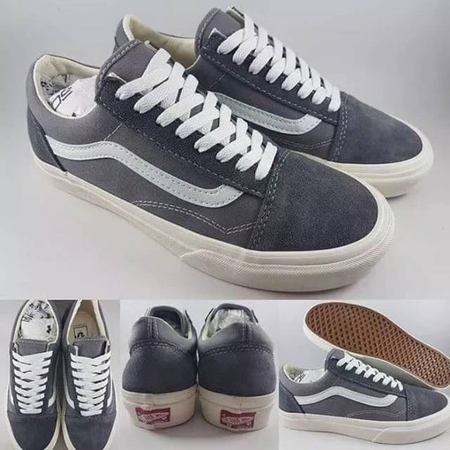 Giày Thể Thao Vans Old Skool Og Màu Trắng Xám Phong Cách Cổ Điển