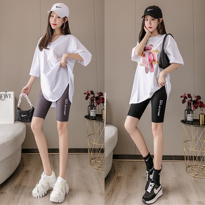 ba điểm / năm Đá quần legging lụa séc nữ có thể mặc ngoài quần, sinh đùi cạp cao an toàn bó sát