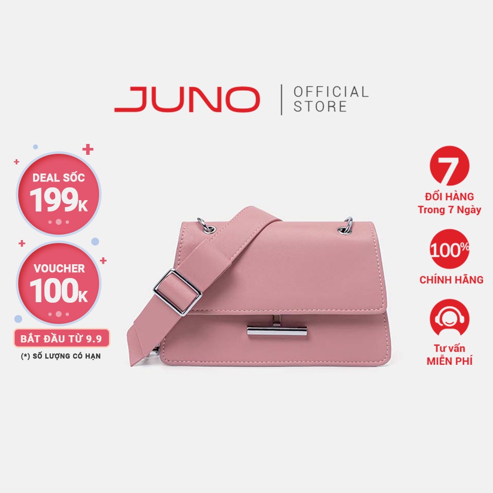 Túi Xách Nữ Thời Trang JUNO Cỡ Nhỏ Đeo Vai Gắn Khóa Trang Trí TXN522
