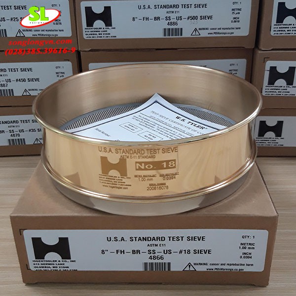 Sàng rây bột đường kính 8 inch, lưới inox, khung bằng thau