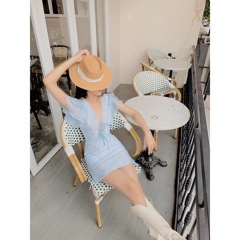 Đầm cột nơ ngực màu xanh blue ROSA | BigBuy360 - bigbuy360.vn