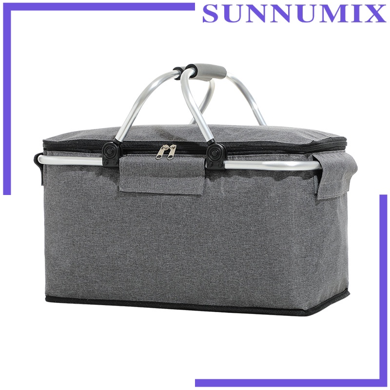 Giỏ Đựng Đồ Cách Nhiệt Màu Đen Có Thể Gấp Gọn Tiện Dụng Mang Theo Dã Ngoại Cho Nam Và Nữ