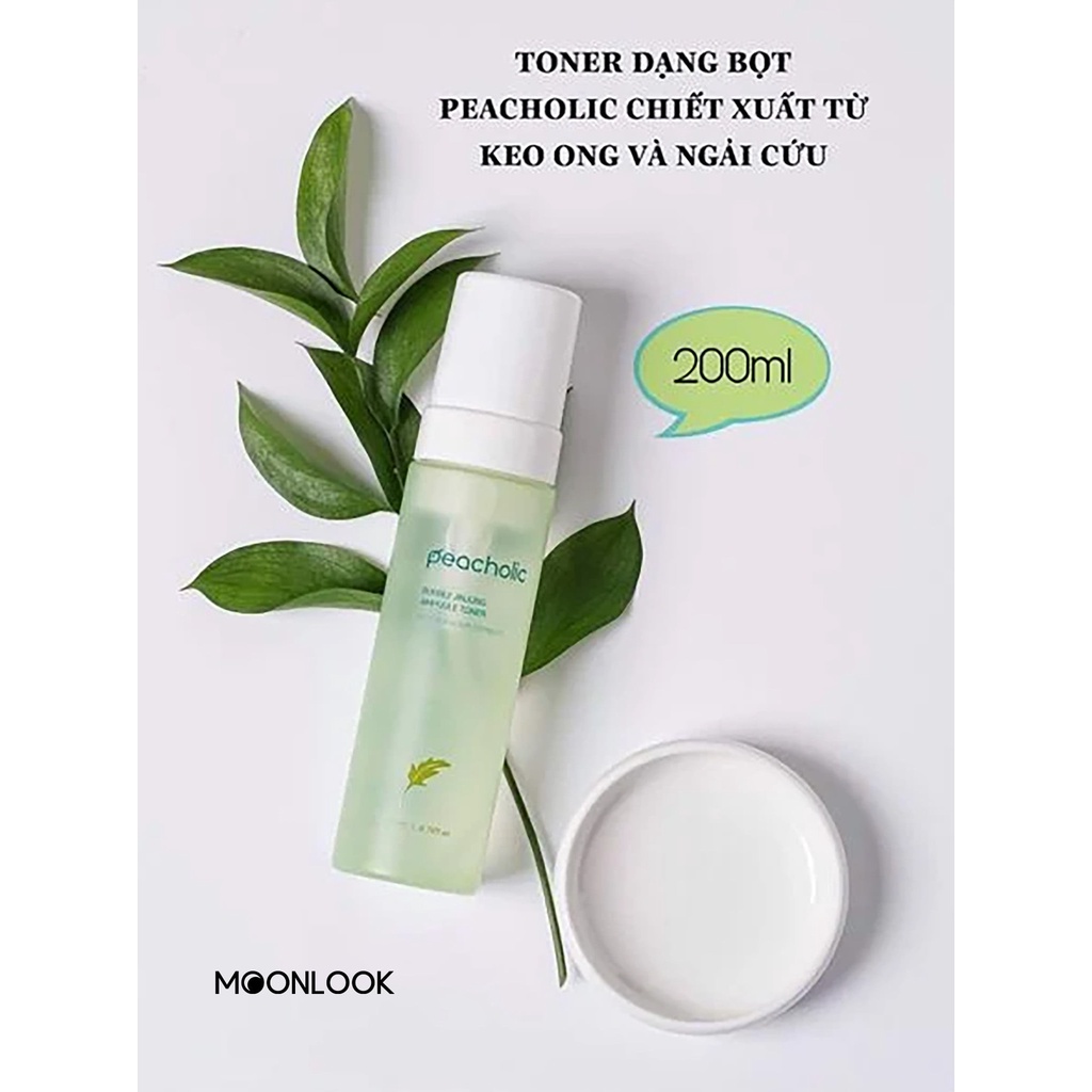Toner Peacholic sạch sâu giảm thâm mụn chiết xuất Keo Ong Xanh Ngải Cứu 200ml