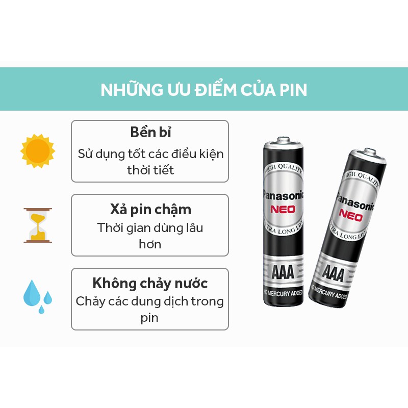 Pin AAA Panasonic đũa đen R03NT/2B vỉ 4 viên chính hãng