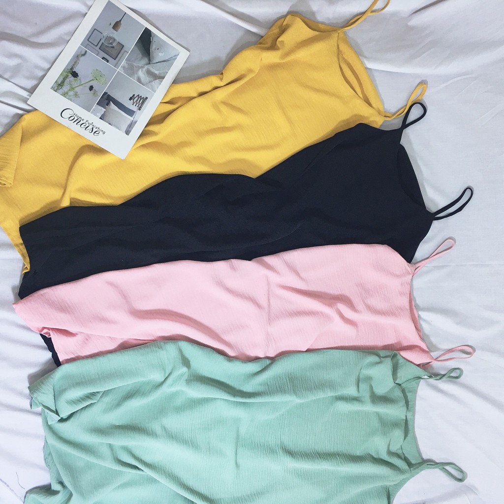 Váy 2 dây - đầm suông nữ vải đũi lụa mềm mịn mát 4 màu thích hợp mặc đi biển