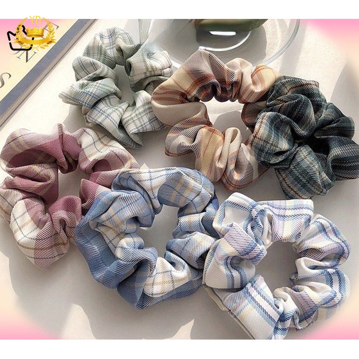 Dây Buộc Tóc Họa Tiết Kẻ Sọc Nhiều Màu Phong Cách Hàn Quốc Cho Nữ JP6 HB