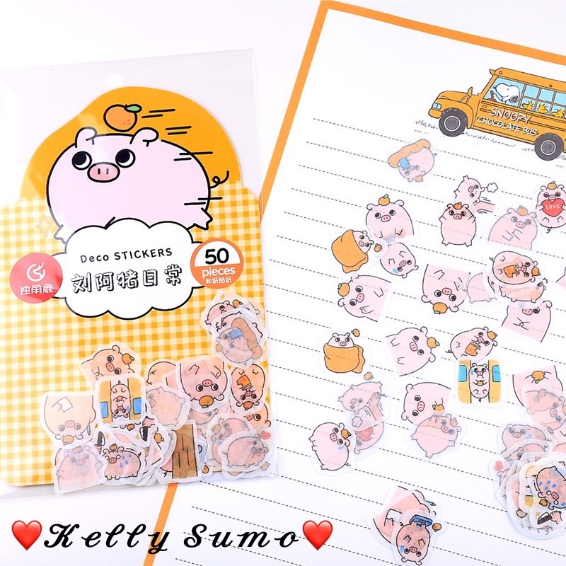 Set 50 Sticker Trang Trí Điện Thoại, Sổ Nhật Ký Kiểu Hoạt Hình Nhật Bản Siêu Cute