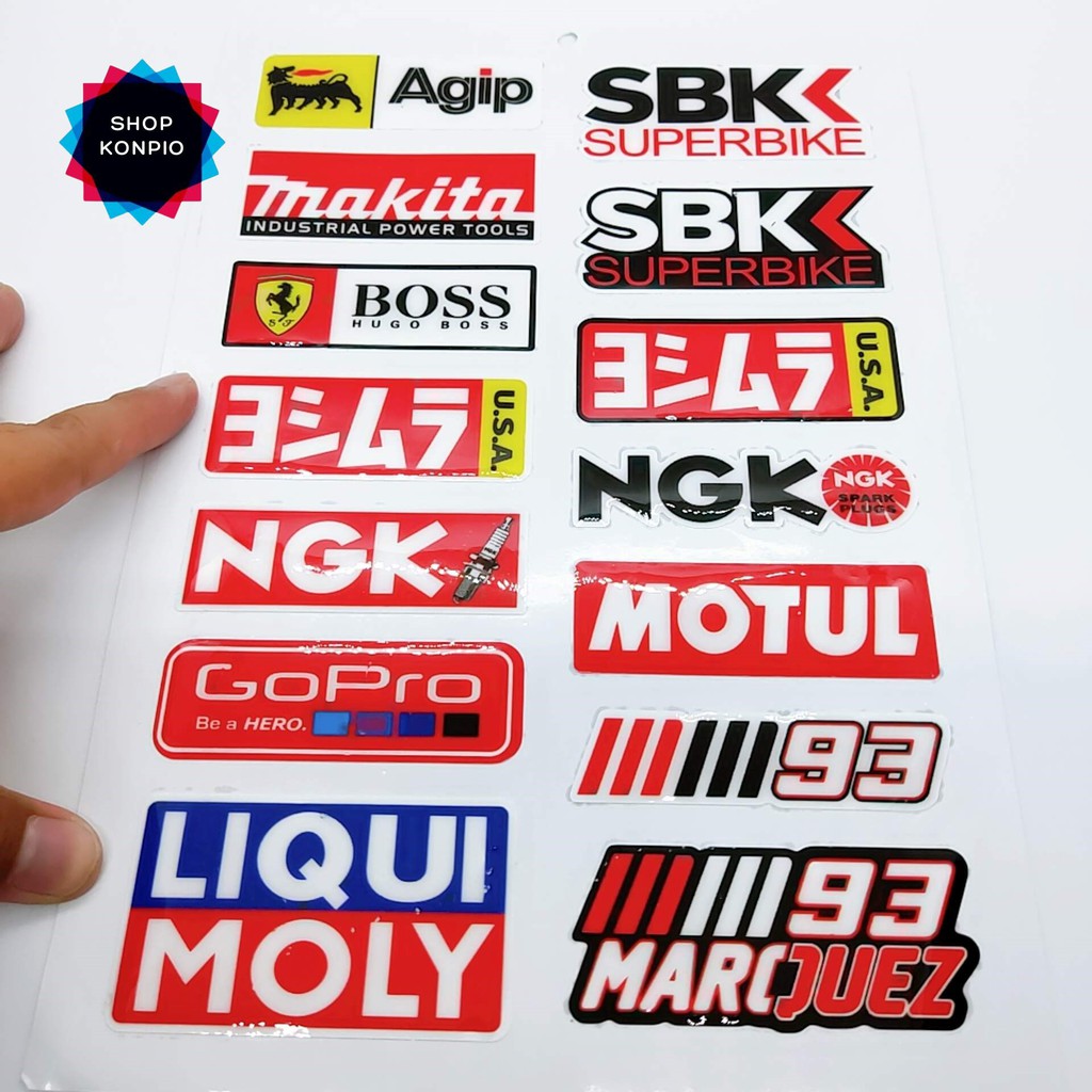 Bộ Tem Sticker SBK NGK Dập Nổi Cao Cấp Dán Xe Máy, Ô Tô, Mũ Bảo Hiểm, Chống Thấm Nước, Chống Bay Màu